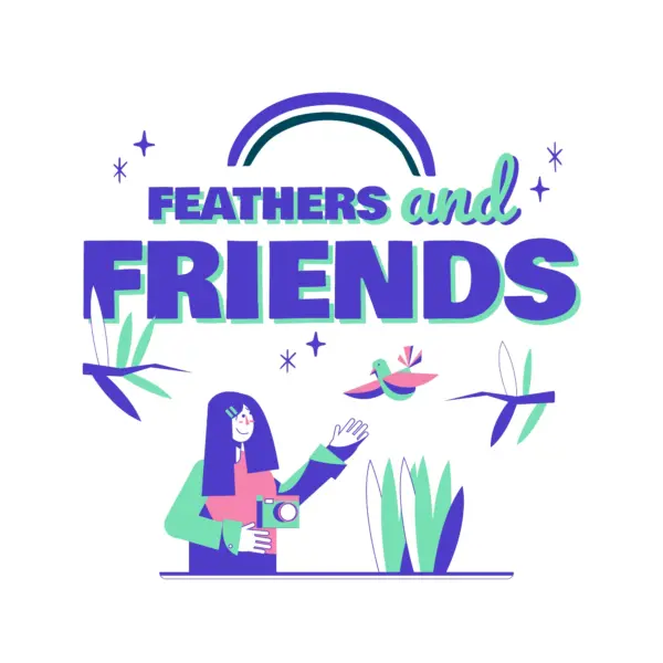 Girl taking pictures of her friends birds design