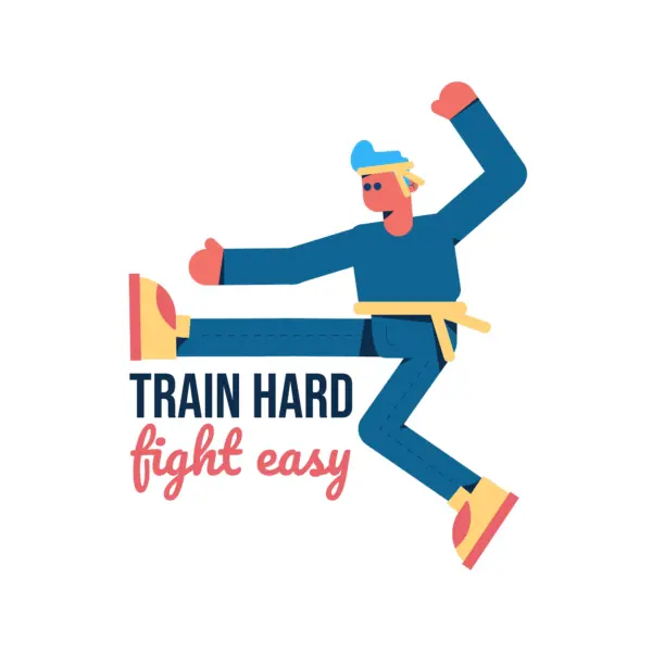 Man doing karate with training phrase design