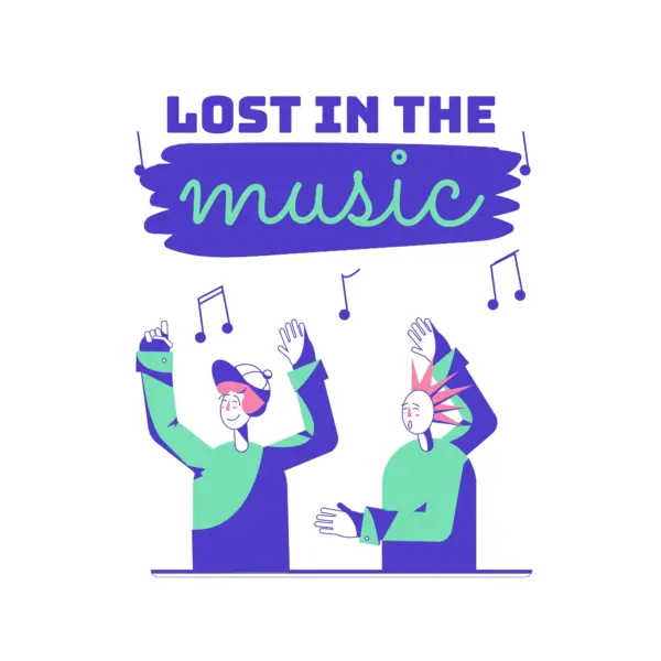 Rocker guys listening to music design