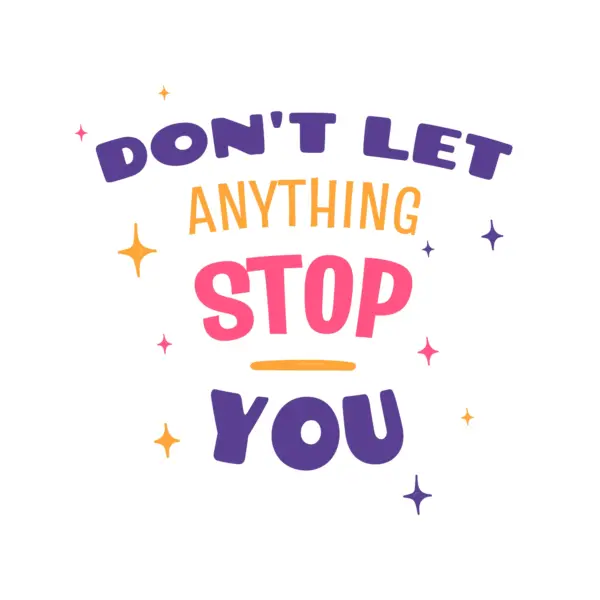 Strength and motivational phrase with stars around it design