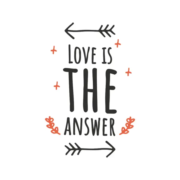 Love phrase among stars, mistletoes and arrows design