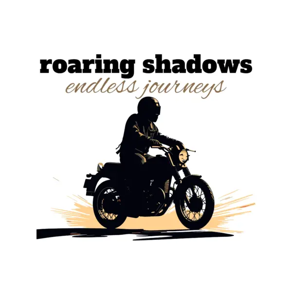 Silhouette of a motorcyclist accompanied by a phrase design