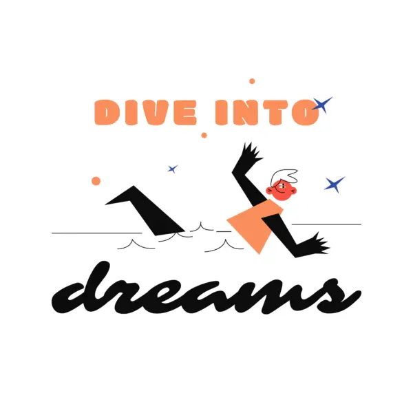 Boy made up of geometrical figures swimming design