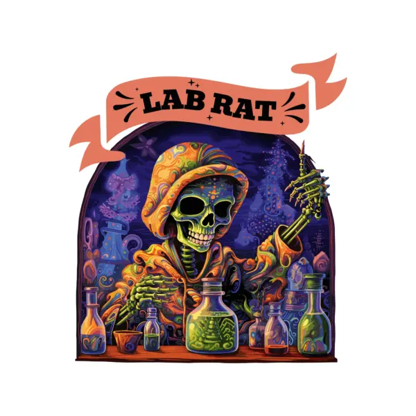 Skeleton preparing creepy potions design