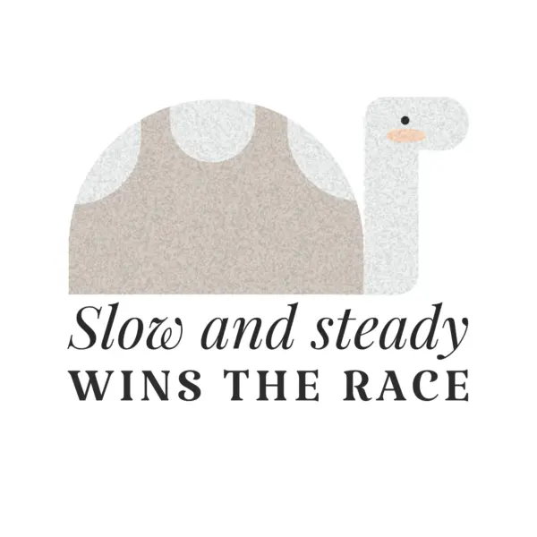 Tender turtle with its shell with motivational phrase design