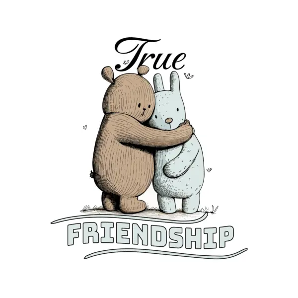 Bears hugging each other with love phrase design