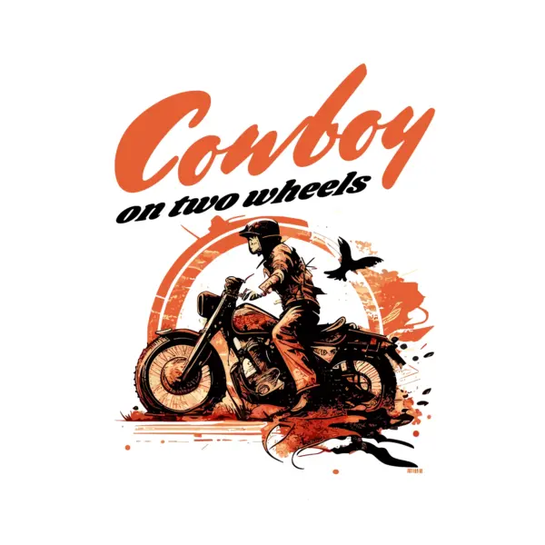 Man riding a motorcycle in the desert design