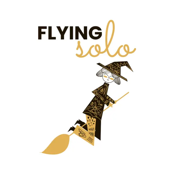 Little witch flying with her broom design