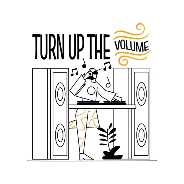 DJ girl playing music equipment design