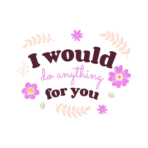 Love phrase decorated with flowers and glanders design