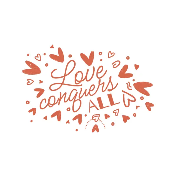 Love phrase decorated with dozens of hearts design