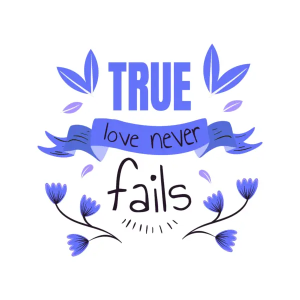 Love sentence decorated with flowers and ribbons in handwritten fonts design