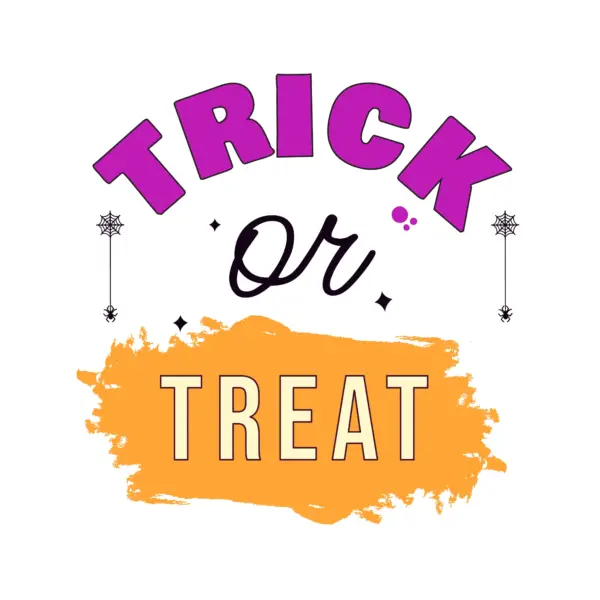 Trick or treat, sentence decorated with spiders design