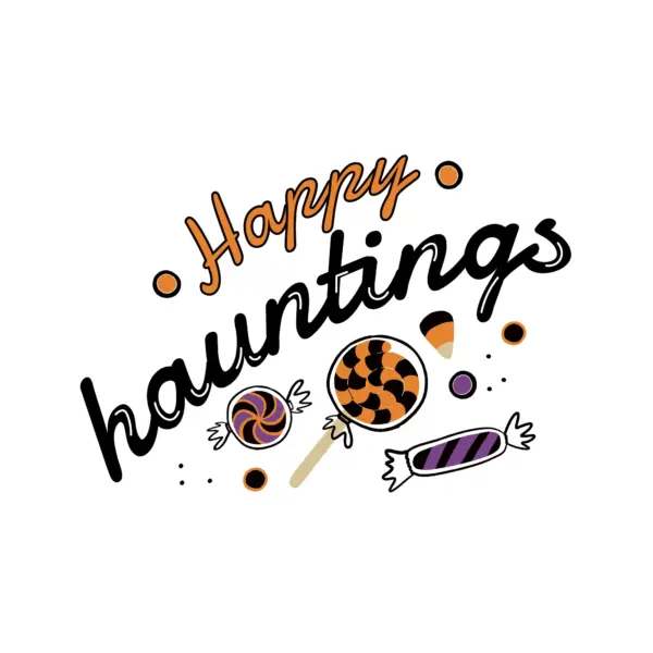 Halloween phrase decorated with candies design