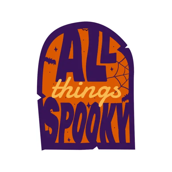 Halloween phrase design inside a frame full of spider webs design