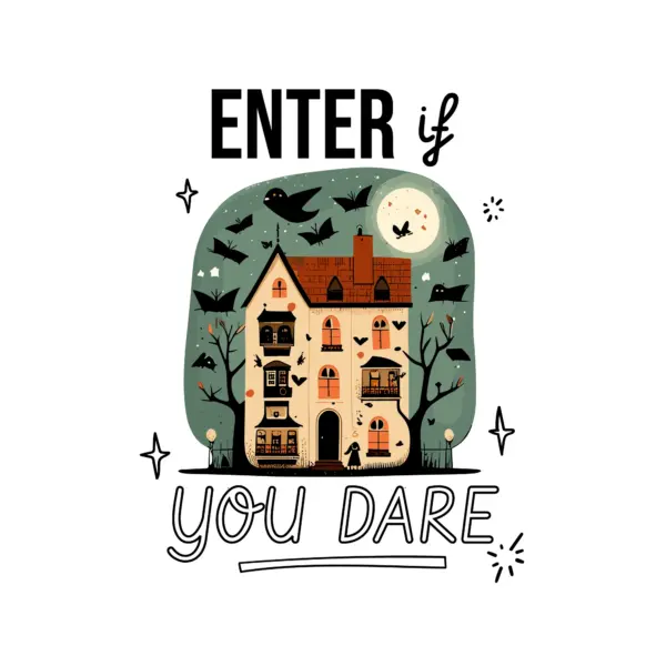 Haunted house full of bats on halloween design