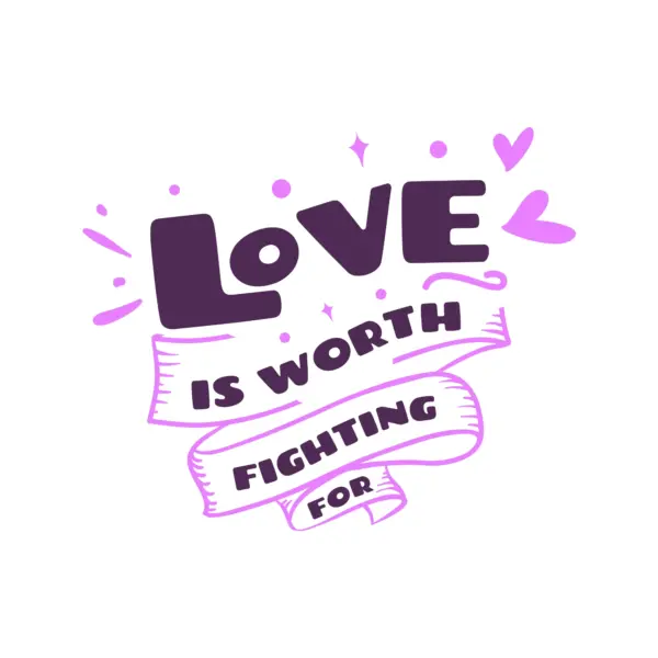 Love phrase decorated with ribbons design