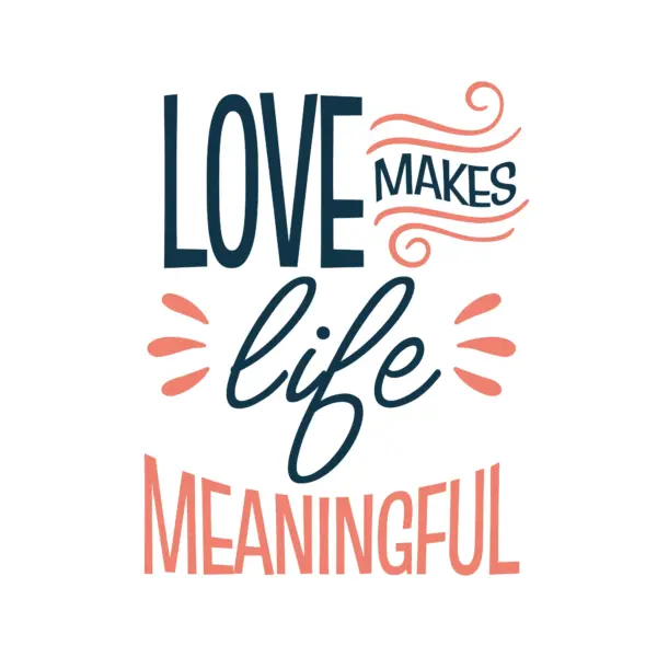 Love phrase decorated with drops and badges design