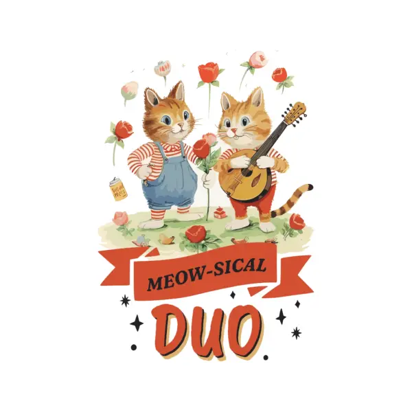 Couple of cats playing musical instruments design