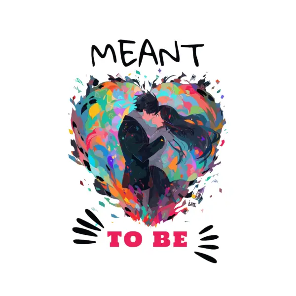 Couple kissing accompanied by a love phrase design