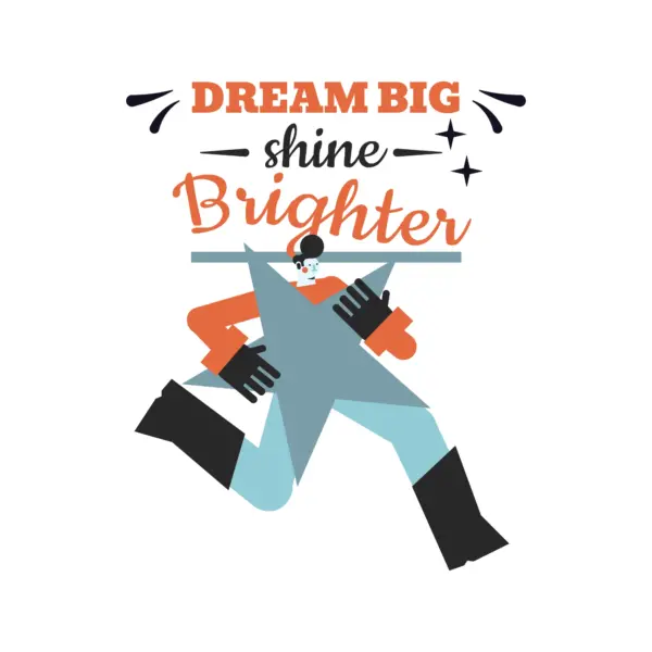 Boy carrying a star with a dream phrase design