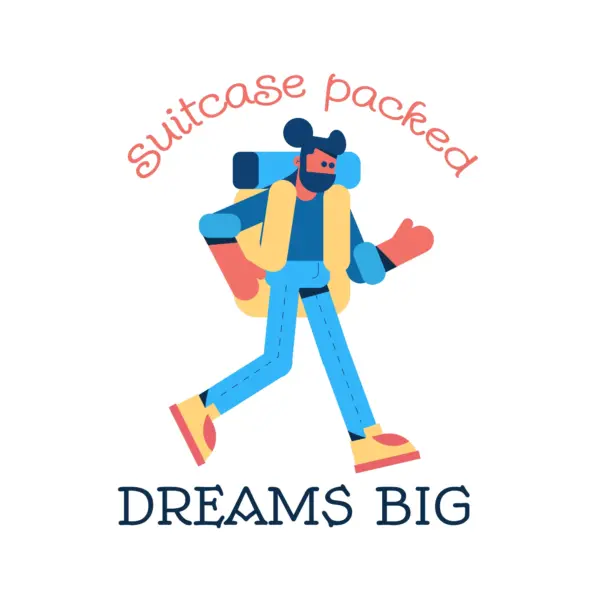 Man with a backpack traveling design