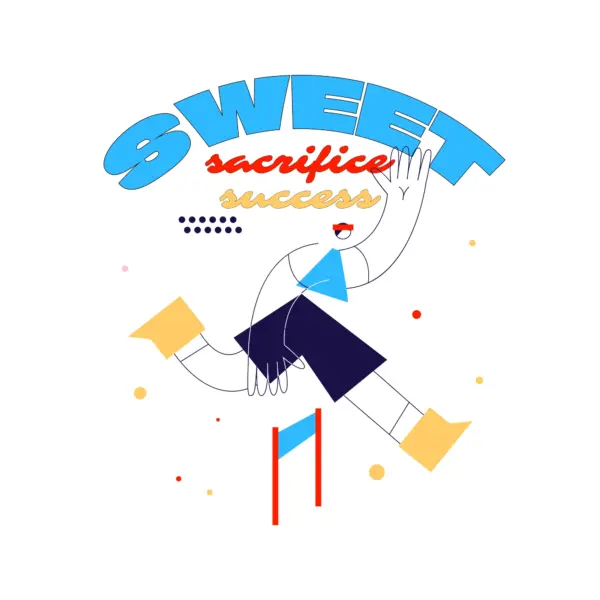 Boy athlete jogging and jumping accompanied by a phrase design