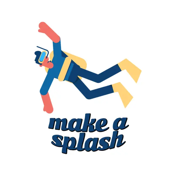 Boy diving accompanied by a phrase design