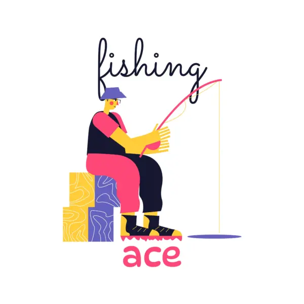 An angler sitting waiting to hunt with a fishing rod design