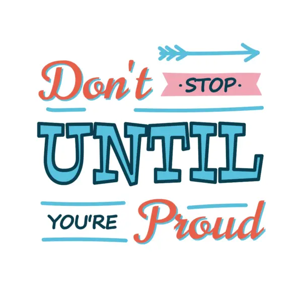 Motivational phrase accompanied by lines and arrows design