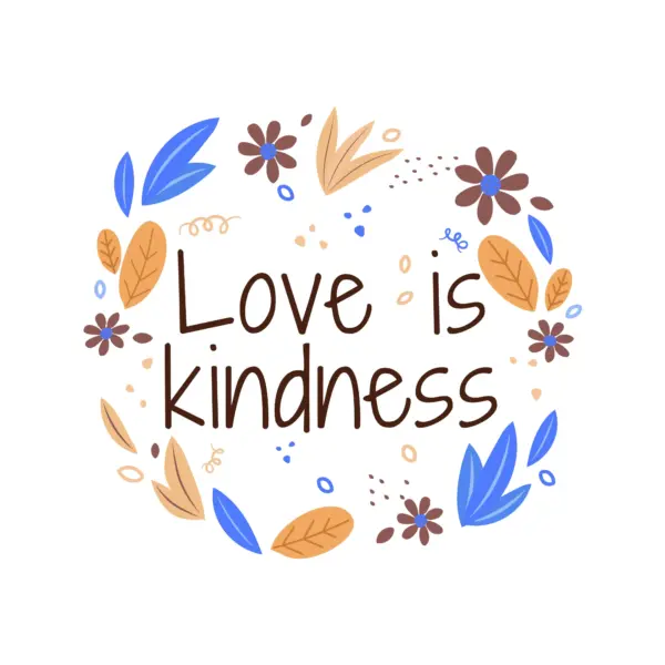 Love phrase decorated with a circle of flowers design