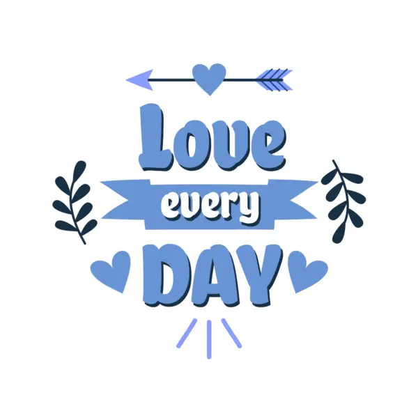 Ribbons, arrows and hearts decorating love phrases design