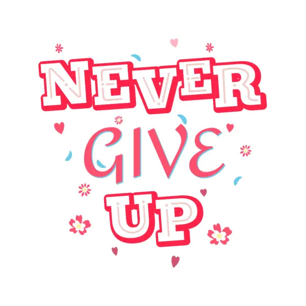 Personal growth phrase with flowers and hearts design