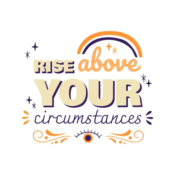 Personal growth phrase with an eye, rainbows and stars design