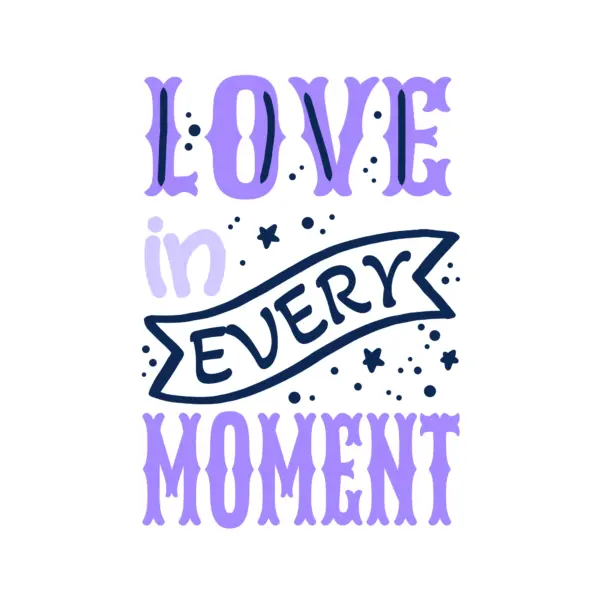 Love phrase with stars and ribbons design