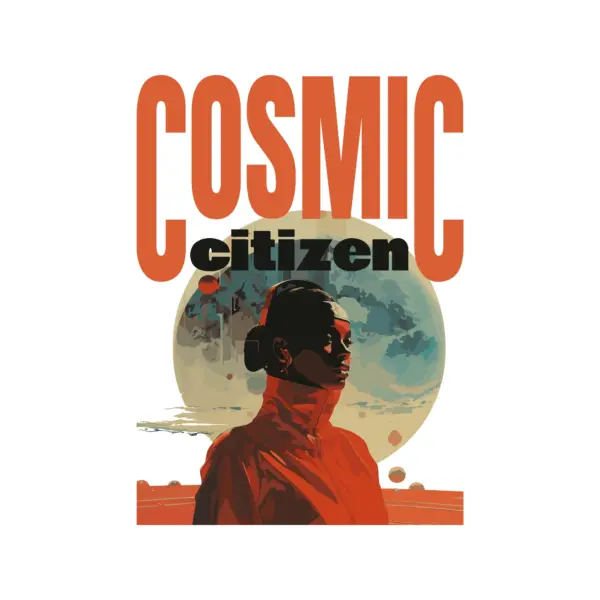 Woman observing the galaxy design