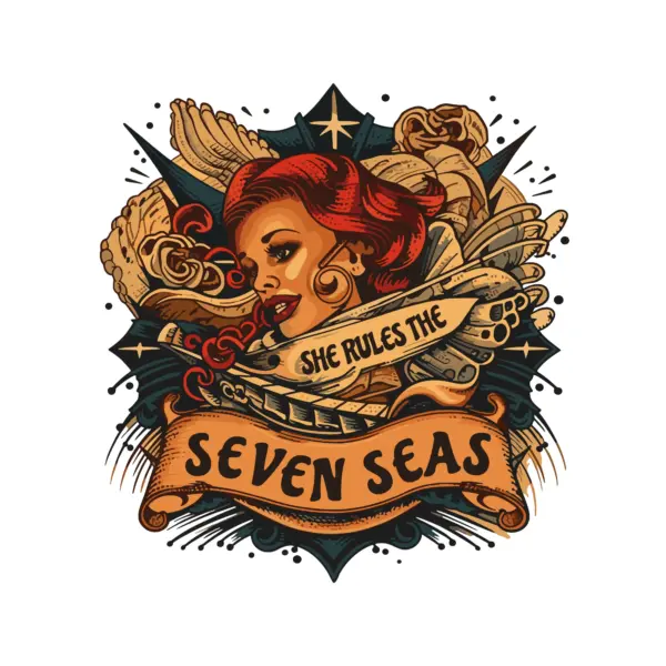 Girl in a pirate badge design