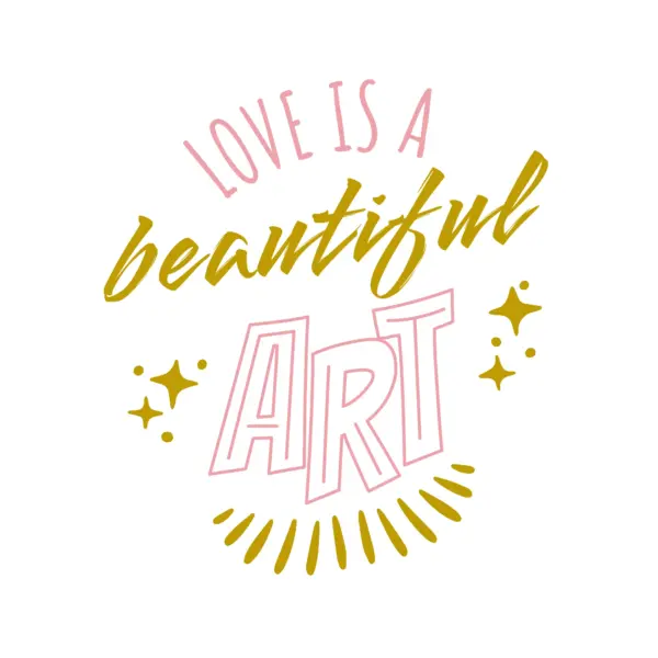 Love is art with a sparkle phrase design