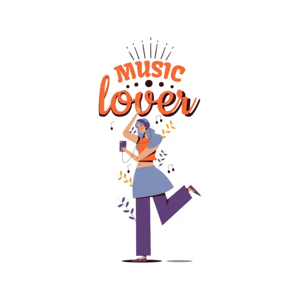 Girl dancing while wearing headphones design