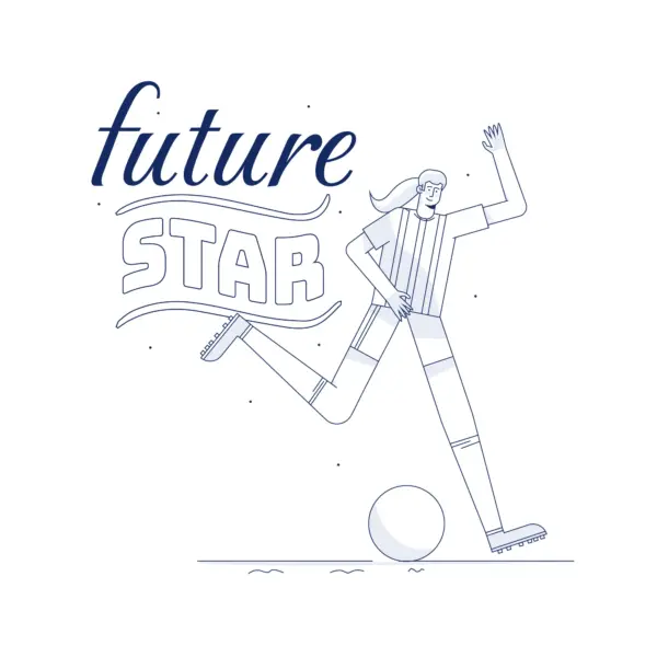 Girl about to hit a ball as a future star design