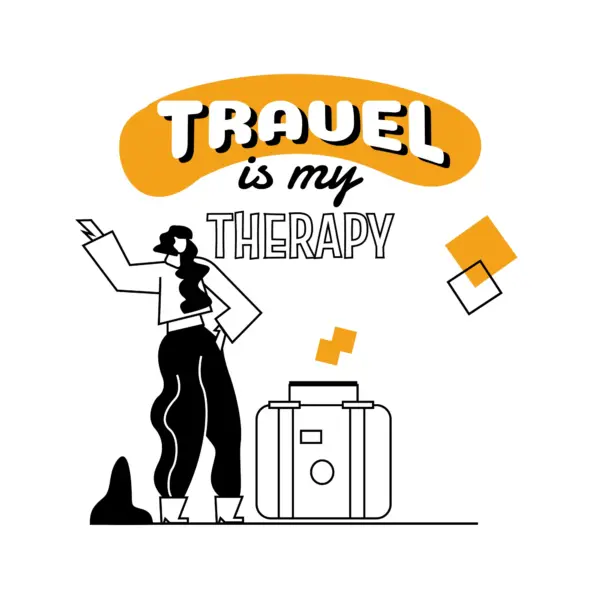 Girl waving while traveling design