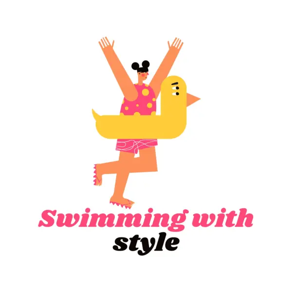 Girl running with a duck-shaped life preserver design