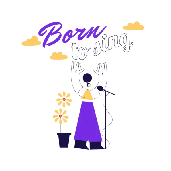 Girl singing in front of microphone design