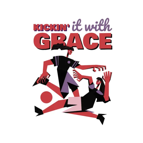 Duo of girls playing soccer design