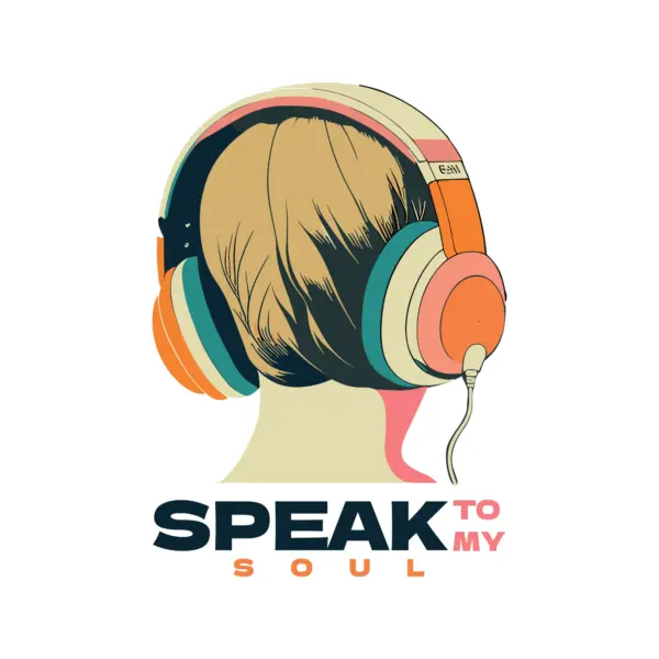 Person listening through headphones design