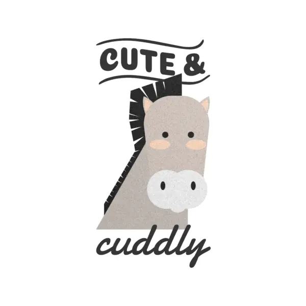 Cute and cuddly donkey accompanied by a phrase design