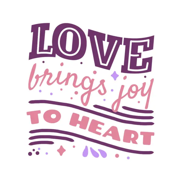 Love phrase with stars and lines design