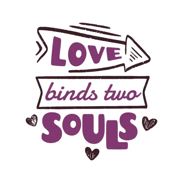 Love phrase with hearts and arrows design