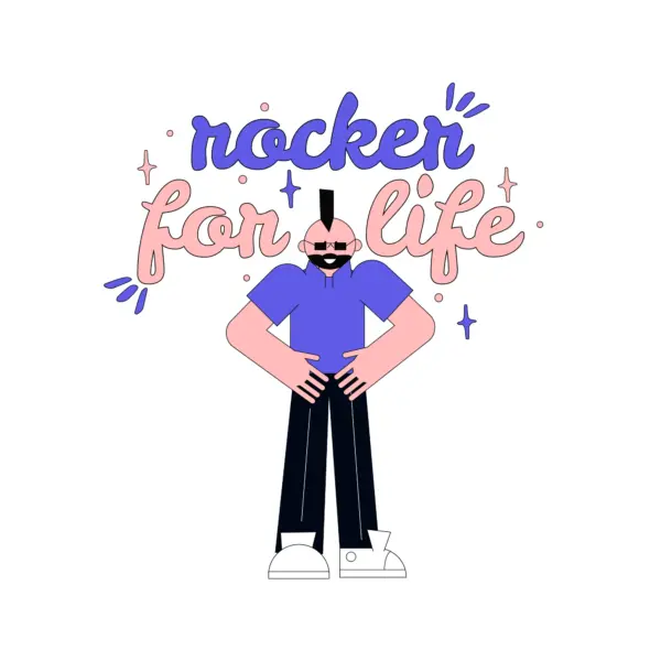 Rocker with a hairstyle crest design