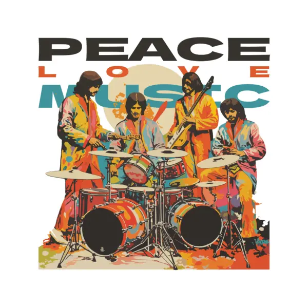 Hippie music band accompanied by a sentence design